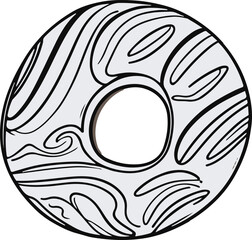 Minimal line drawing of donut with icing pattern