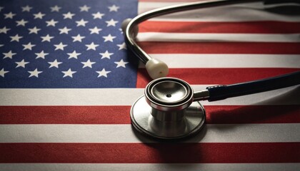 Stethoscope on a vibrant American flag symbolizing national healthcare and critical medical policy.