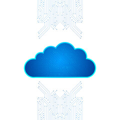 Cloud Computing with Digital Circuit Technology on White Background