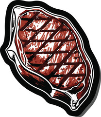 Smooth outline of steak with grill marks 2