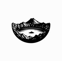 Mount Paektu Silhouette – Sacred Volcano and Crater Lake Vector