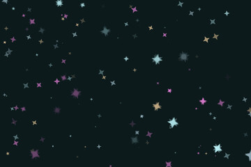 Starry Dark Night Colorful Star Shapes Scattered Design on Seamless Dark Sky Background