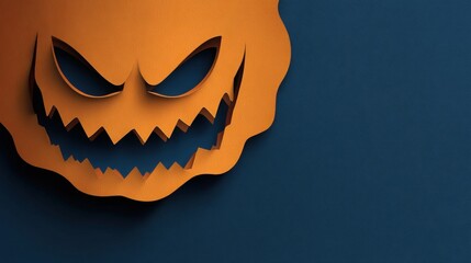 Fototapeta premium halloween jack o lantern face on dark blue background
