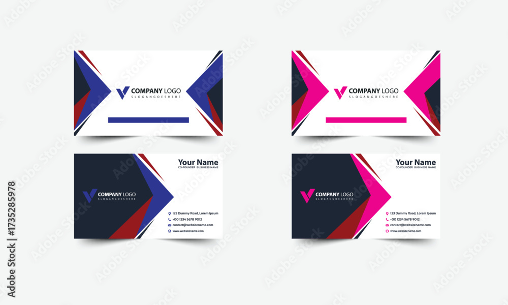 Wall mural business card template and design set with flat web element vector layout for infographics presentat