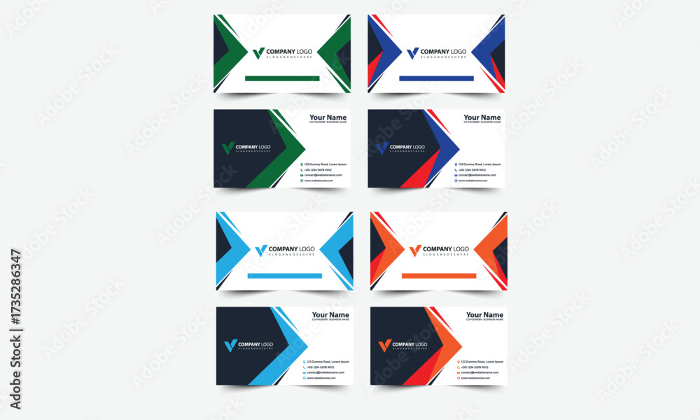 Wall mural business card template and design set with flat web element vector layout for infographics presentat