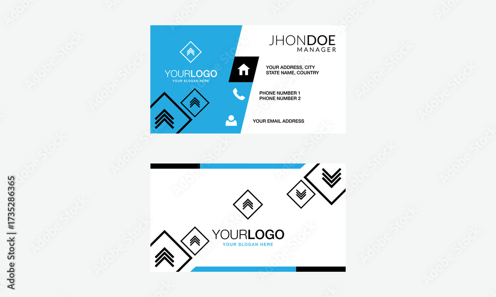 Wall mural business card template and design set with flat web element vector layout for infographics presentat