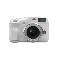 Sleek white point-and-shoot camera, centered