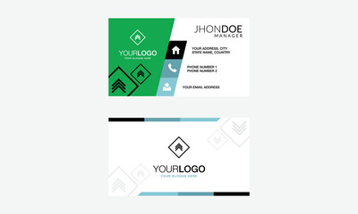 Business card template and design set with flat web element vector layout for infographics presentation