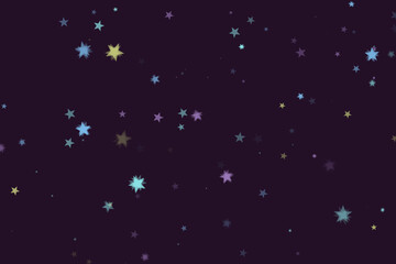 Starry Pattern on Dark Sky with Celestial MultiColored Starry Elements