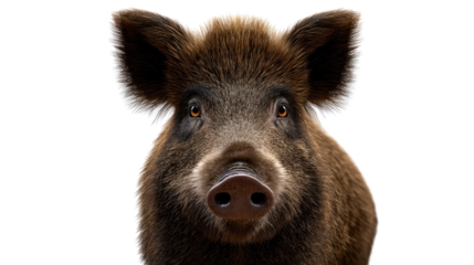 Close-up Wild Boar Portrait: A striking close-up of a wild boar, captured in exquisite detail, showcasing its distinctive features and capturing the essence of its wild nature.