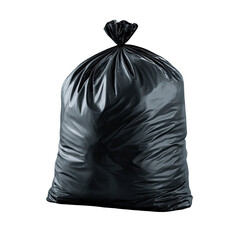 Full black plastic garbage bag