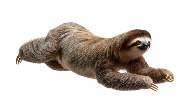 Sloth on the Move: A charming, relaxed sloth gracefully glides, portraying the essence of leisure. Capturing the unique grace of nature's slowest marvel, bathed in simplicity.