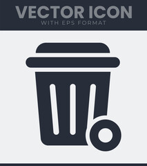 Simple trash can icon with delete symbol vector