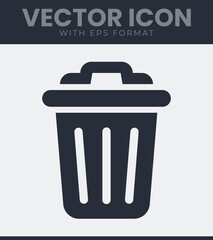 Simple trash can icon clean design vector graphic