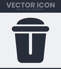 Simple trash can icon vector graphic element