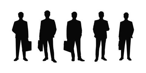 Business people icon set silhouette vector on white background. professional, worker, job, employee, corporate, executive, manager, leader, career, symbol.