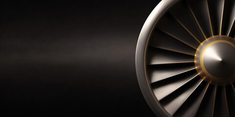 Macro airplane engine stator vanes industrial workshop high-detail photography satin metallic finish