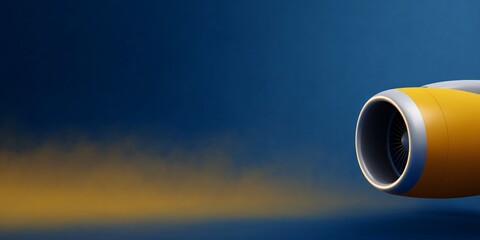 Dynamic side view of high-gloss airplane engine cowling aviation industry digital artwork professional environment