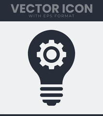 Lightbulb gear idea symbol vector icon