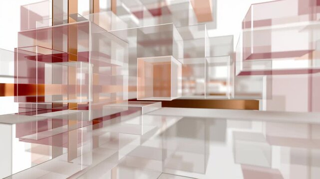 Abstract 3D Geometric Structure with Clear and Copper Tones