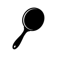 Simple and stylish black and white illustration of a hand mirror icon