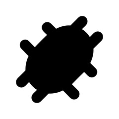 Stylized depiction of a microbe or bug with rounded extremities, in black