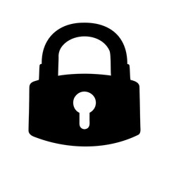 Black silhouette of a closed padlock security concept for protecting valuable items
