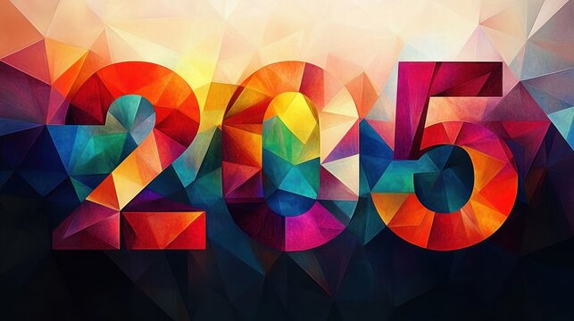 Colorful geometric art featuring the numbers 205 with a vibrant gradient of warm and cool hues creating a dynamic and abstract background - Powered by Adobe