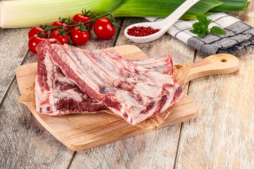 Raw pork ribs for cooking