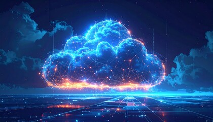 Obraz premium Futuristic cloud computing concept