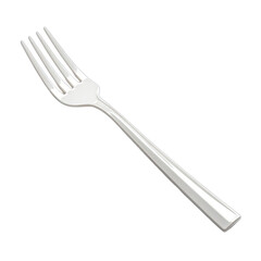Gleaming silver fork with tines, isolated on black field