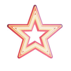 Obraz premium A glowing, five-pointed star with a cutout center is presented against a stark black background, showcasing a vibrant spectrum of pastel pinks, creams, and bright whites, creating a contrasting and...