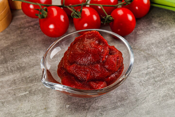 Red tomato paste in the bowl
