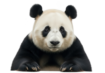 Giant panda lying down isolated on transparent background