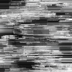 Abstract Digital Glitch Texture in Grayscale