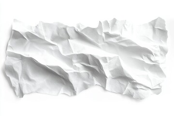 Obraz premium Close-up of a crumpled white paper sheet with various folds and textured creases against a plain white background