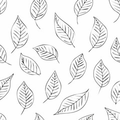 Seamless pattern with branches and leaves hand drawn design elements
2