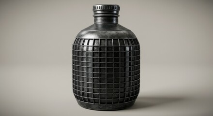 Industrial Metal Bottle with Grid Texture