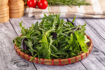 Fresh green ruccola salad leaves