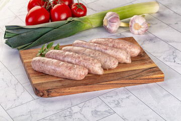 Raw pork sausages for grill