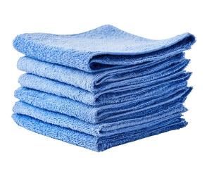 Stack of blue microfiber cleaning cloths