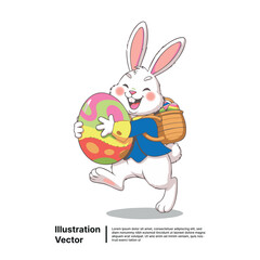 Joyful Easter Bunny Delivers Decorated Eggs for a Festive Spring Celebration of Happiness