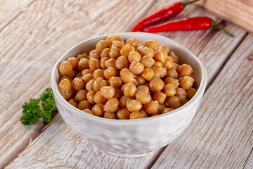 Boiled chickpea beans in the bowl