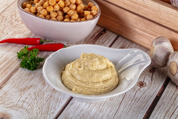 Natural organic homemade chickpea hummus