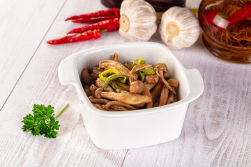Asian cuisine roasted enoki mushrooms