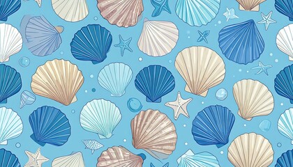 Sea shells and starfish pattern