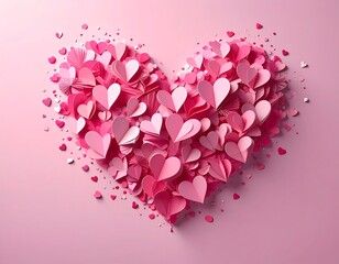 Pink Paper Hearts Heart Shape Design.