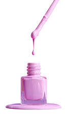 Pink nail polish dripping from applicator