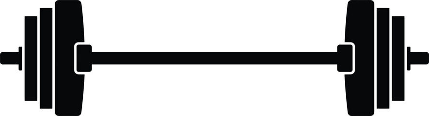 Black silhouette of a dumbbell on a white background weight fitness