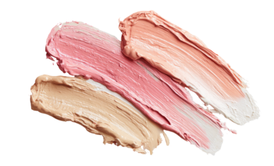 Swatches of creamy makeup in varying shades of beige and pink